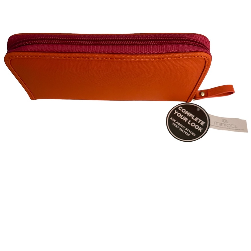 NWT Minicci Orange & Pink Zip Around Wallet
